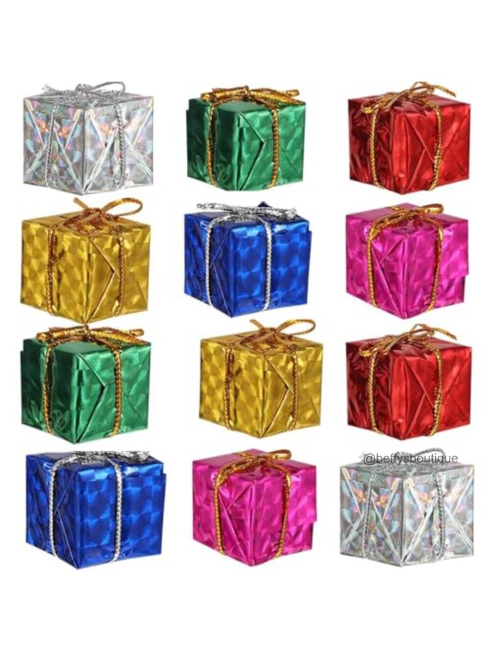 12 Miniature Foam Gift Boxes Hanging Ornaments Party Favors